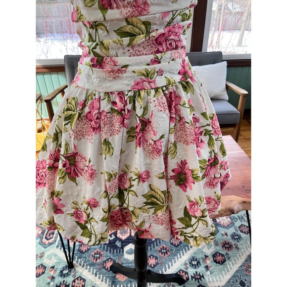 Hello Molly Upon A Cloud Strapless Mini Dress Floral Pink White XL NWT HM8072-1 - Picture 2 of 9